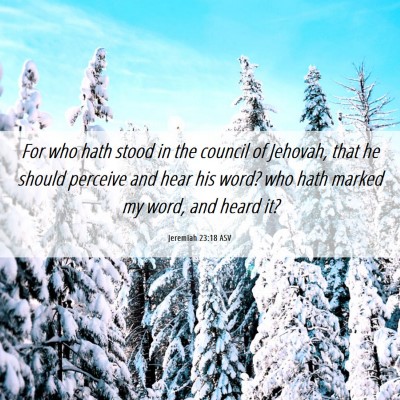 Picture 06 - Jeremiah 23:18 ASV - For who hath stood in the council of Jehovah, - Bible Verse Picture