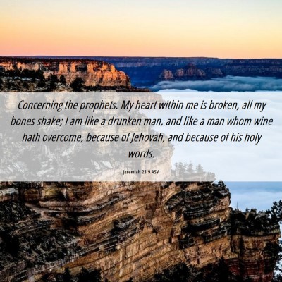 Picture 06 - Jeremiah 23:9 ASV - Concerning the prophets. My heart within me is - Bible Verse Picture