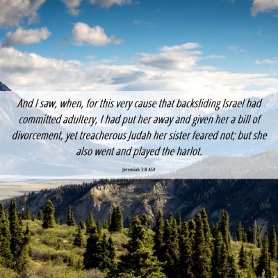 Picture 06 - Jeremiah 3:8 ASV - And I saw, when, for this very cause that - Bible Verse Picture