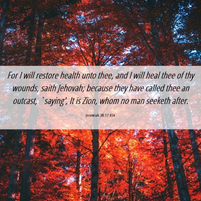 Picture 06 - Jeremiah 30:17 ASV - For I will restore health unto thee, and I will - Bible Verse Picture