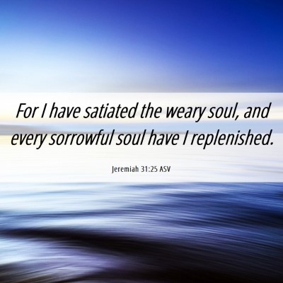 Picture 06 - Jeremiah 31:25 ASV - For I have satiated the weary soul, and every - Bible Verse Picture