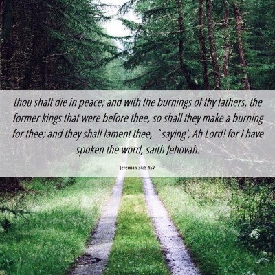 Picture 06 - Jeremiah 34:5 ASV - thou shalt die in peace; and with the burnings of - Bible Verse Picture