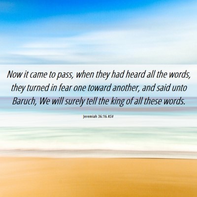 Picture 06 - Jeremiah 36:16 ASV - Now it came to pass, when they had heard all the - Bible Verse Picture