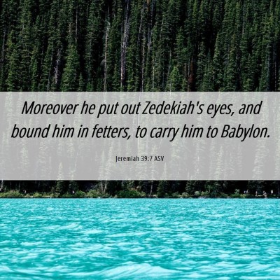Picture 06 - Jeremiah 39:7 ASV - Moreover he put out Zedekiah's eyes, and bound - Bible Verse Picture