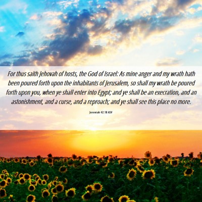 Picture 06 - Jeremiah 42:18 ASV - For thus saith Jehovah of hosts, the God of - Bible Verse Picture