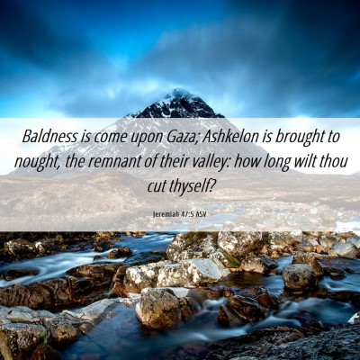 Picture 06 - Jeremiah 47:5 ASV - Baldness is come upon Gaza; Ashkelon is brought - Bible Verse Picture