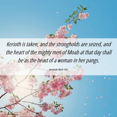 Picture 06 - Jeremiah 48:41 ASV - Kerioth is taken, and the strongholds are seized, - Bible Verse Picture