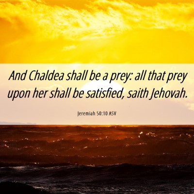 Picture 06 - Jeremiah 50:10 ASV - And Chaldea shall be a prey: all that prey upon - Bible Verse Picture