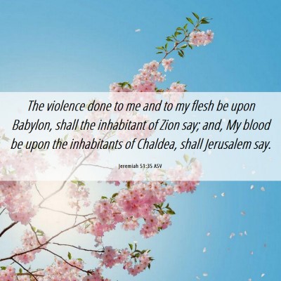 Picture 06 - Jeremiah 51:35 ASV - The violence done to me and to my flesh be upon - Bible Verse Picture