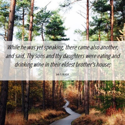 Picture 06 - Job 1:18 ASV - While he was yet speaking, there came also - Bible Verse Picture