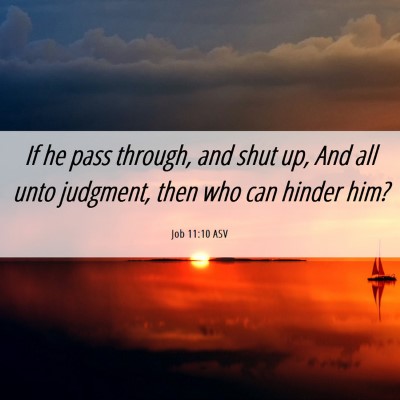 Picture 06 - Job 11:10 ASV - If he pass through, and shut up, And all unto - Bible Verse Picture