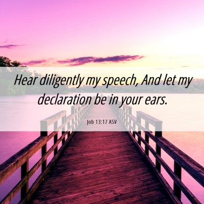 Picture 06 - Job 13:17 ASV - Hear diligently my speech, And let my declaration - Bible Verse Picture