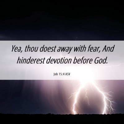 Picture 06 - Job 15:4 ASV - Yea, thou doest away with fear, And hinderest - Bible Verse Picture