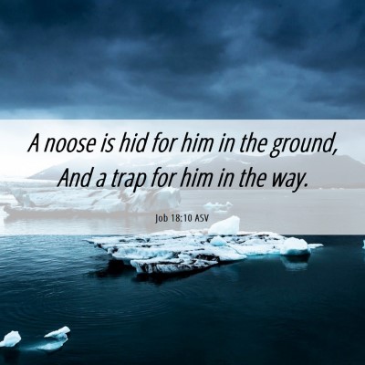 Picture 06 - Job 18:10 ASV - A noose is hid for him in the ground, And a trap - Bible Verse Picture
