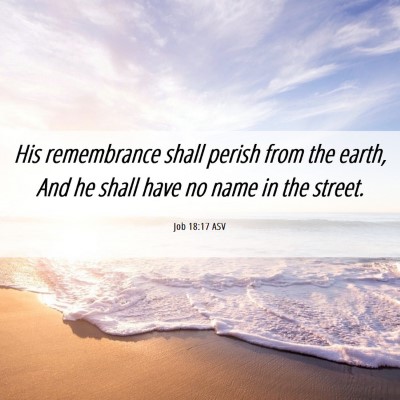 Picture 06 - Job 18:17 ASV - His remembrance shall perish from the earth, And - Bible Verse Picture