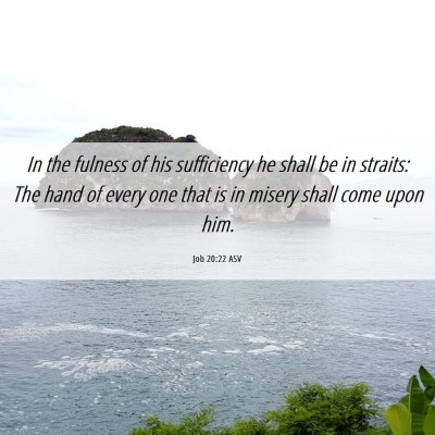 Picture 06 - Job 20:22 ASV - In the fulness of his sufficiency he shall be in - Bible Verse Picture