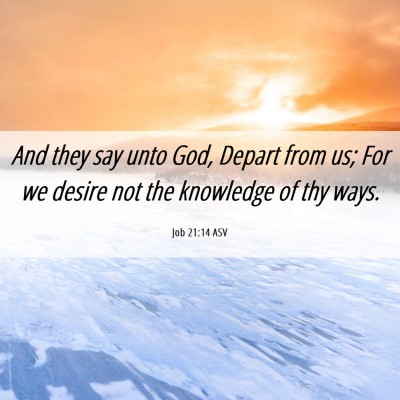 Picture 06 - Job 21:14 ASV - And they say unto God, Depart from us; For we - Bible Verse Picture