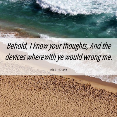 Picture 06 - Job 21:27 ASV - Behold, I know your thoughts, And the devices - Bible Verse Picture