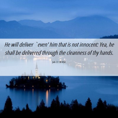 Picture 06 - Job 22:30 ASV - He will deliver `even' him that is not innocent: - Bible Verse Picture