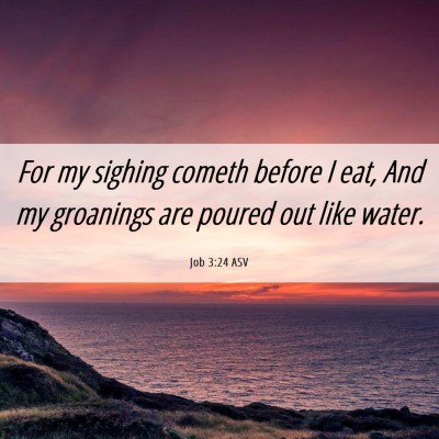 Picture 06 - Job 3:24 ASV - For my sighing cometh before I eat, And my - Bible Verse Picture