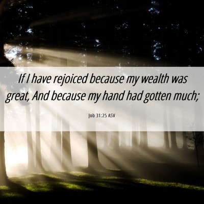 Picture 06 - Job 31:25 ASV - If I have rejoiced because my wealth was great, - Bible Verse Picture