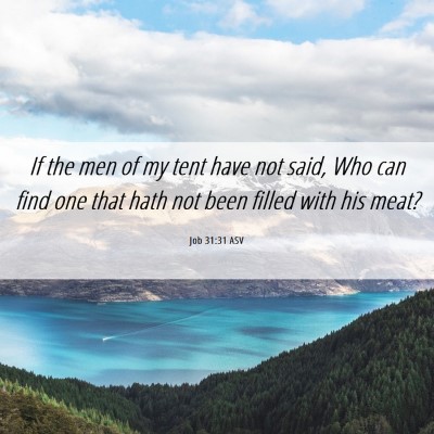Picture 06 - Job 31:31 ASV - If the men of my tent have not said, Who can find - Bible Verse Picture