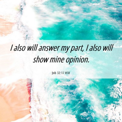 Picture 06 - Job 32:17 ASV - I also will answer my part, I also will show mine - Bible Verse Picture