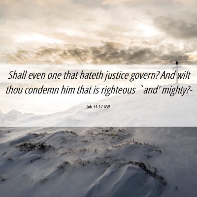 Picture 06 - Job 34:17 ASV - Shall even one that hateth justice govern? And - Bible Verse Picture