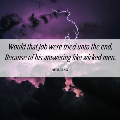 Picture 06 - Job 34:36 ASV - Would that Job were tried unto the end, Because - Bible Verse Picture