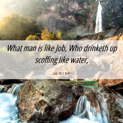 Picture 06 - Job 34:7 ASV - What man is like Job, Who drinketh up scoffing - Bible Verse Picture