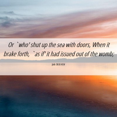 Picture 06 - Job 38:8 ASV - Or `who' shut up the sea with doors, When it - Bible Verse Picture
