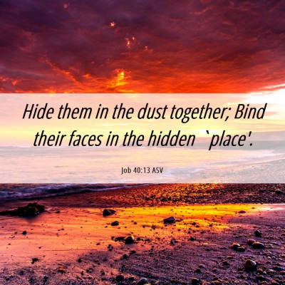 Picture 06 - Job 40:13 ASV - Hide them in the dust together; Bind their faces - Bible Verse Picture