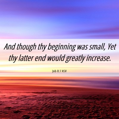 Picture 06 - Job 8:7 ASV - And though thy beginning was small, Yet thy - Bible Verse Picture