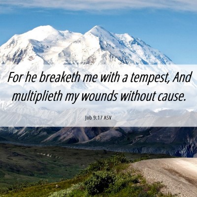 Picture 06 - Job 9:17 ASV - For he breaketh me with a tempest, And - Bible Verse Picture