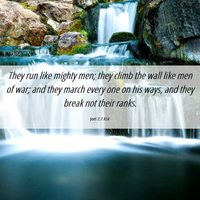 Picture 06 - Joel 2:7 ASV - They run like mighty men; they climb the wall - Bible Verse Picture