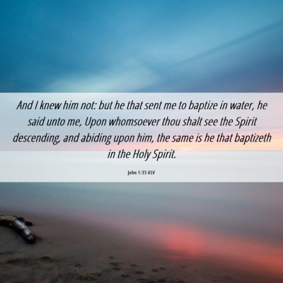 Picture 06 - John 1:33 ASV - And I knew him not: but he that sent me to - Bible Verse Picture