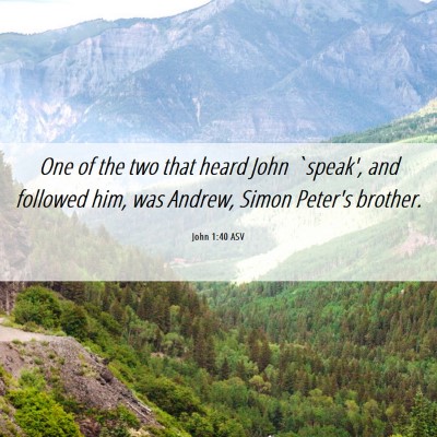 Picture 06 - John 1:40 ASV - One of the two that heard John `speak', and - Bible Verse Picture