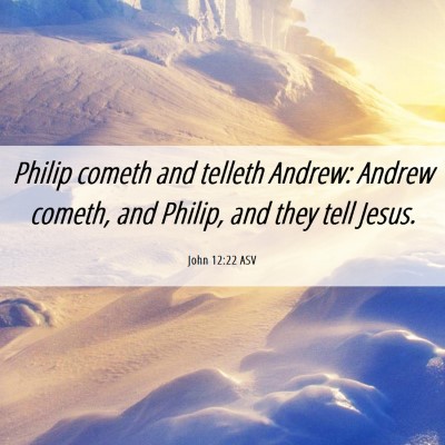 Picture 06 - John 12:22 ASV - Philip cometh and telleth Andrew: Andrew cometh, - Bible Verse Picture