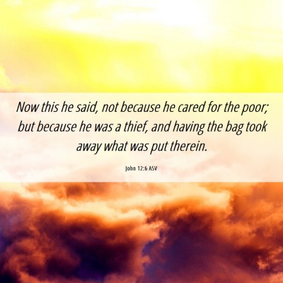 Picture 06 - John 12:6 ASV - Now this he said, not because he cared for the - Bible Verse Picture