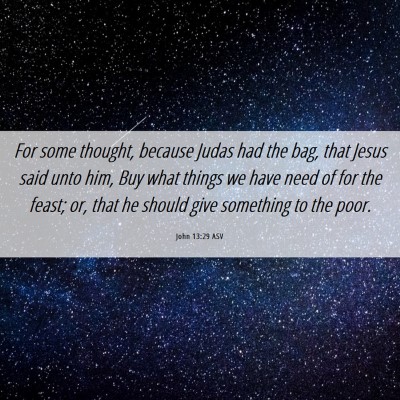 Picture 06 - John 13:29 ASV - For some thought, because Judas had the bag, that - Bible Verse Picture