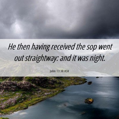 Picture 06 - John 13:30 ASV - He then having received the sop went out - Bible Verse Picture