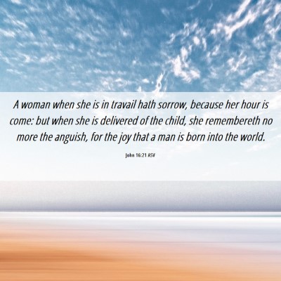 Picture 06 - John 16:21 ASV - A woman when she is in travail hath sorrow, - Bible Verse Picture