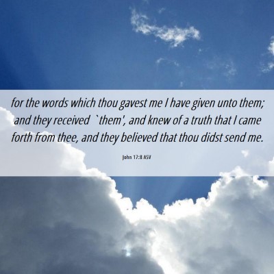 Picture 06 - John 17:8 ASV - for the words which thou gavest me I have given - Bible Verse Picture