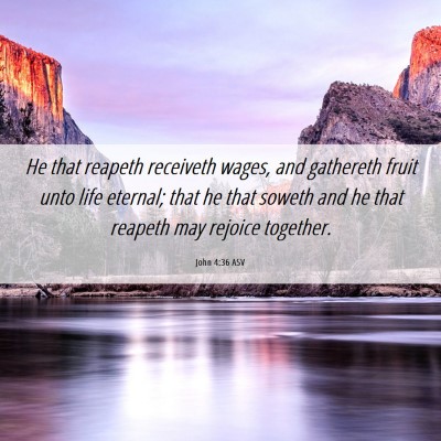 Picture 06 - John 4:36 ASV - He that reapeth receiveth wages, and gathereth - Bible Verse Picture