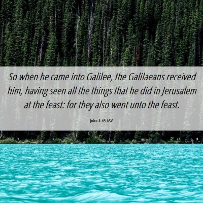 Picture 06 - John 4:45 ASV - So when he came into Galilee, the Galilaeans - Bible Verse Picture