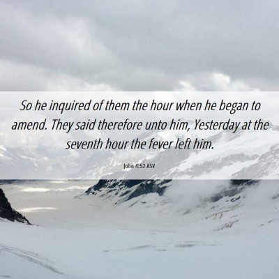 Picture 06 - John 4:52 ASV - So he inquired of them the hour when he began to - Bible Verse Picture