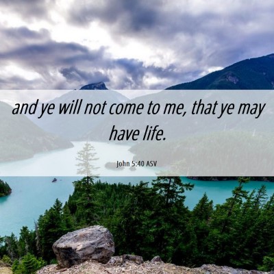 Picture 06 - John 5:40 ASV - and ye will not come to me, that ye may have - Bible Verse Picture