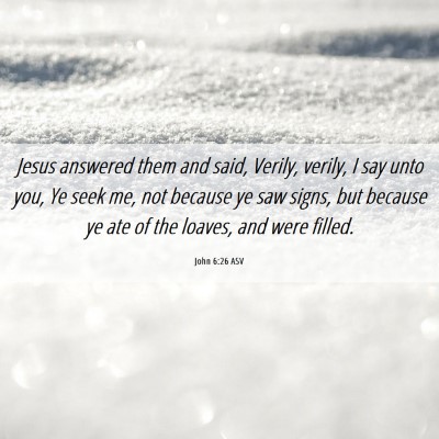 Picture 06 - John 6:26 ASV - Jesus answered them and said, Verily, verily, I - Bible Verse Picture