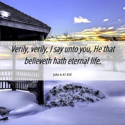 Picture 06 - John 6:47 ASV - Verily, verily, I say unto you, He that believeth - Bible Verse Picture