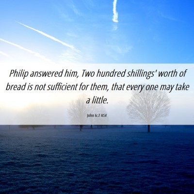 Picture 06 - John 6:7 ASV - Philip answered him, Two hundred shillings' worth - Bible Verse Picture
